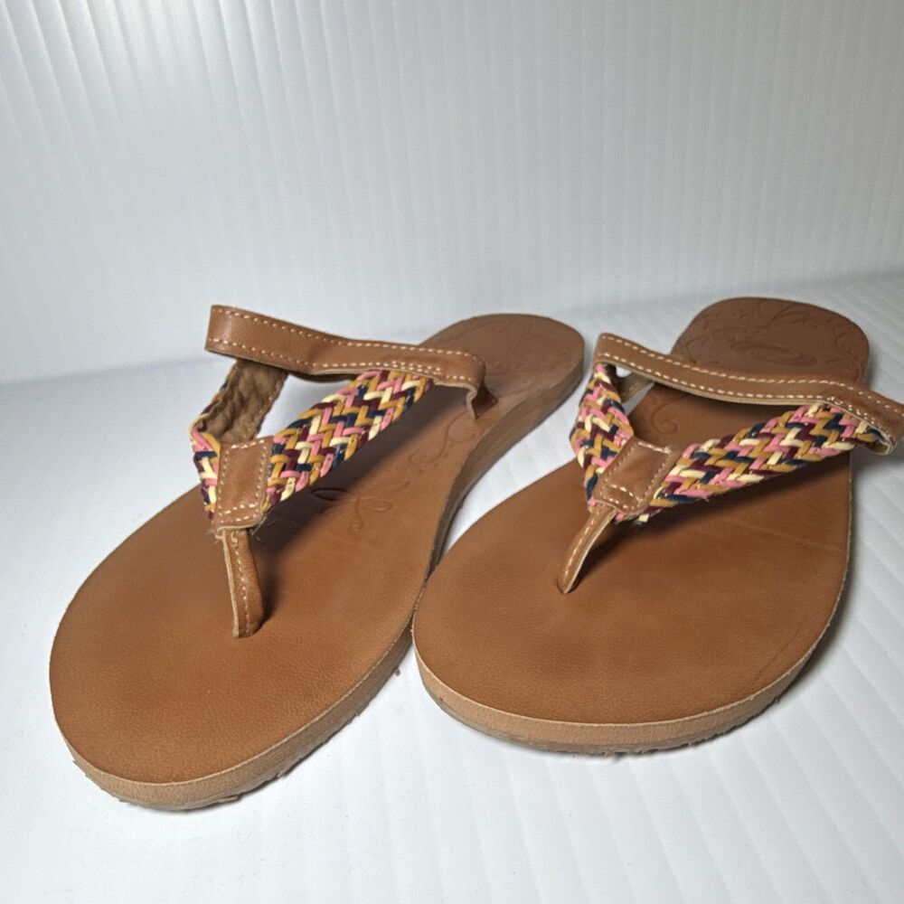 Ocean Pacific Braided Multicolor Flip Flop Sandals Synthetic Women’s Size 8